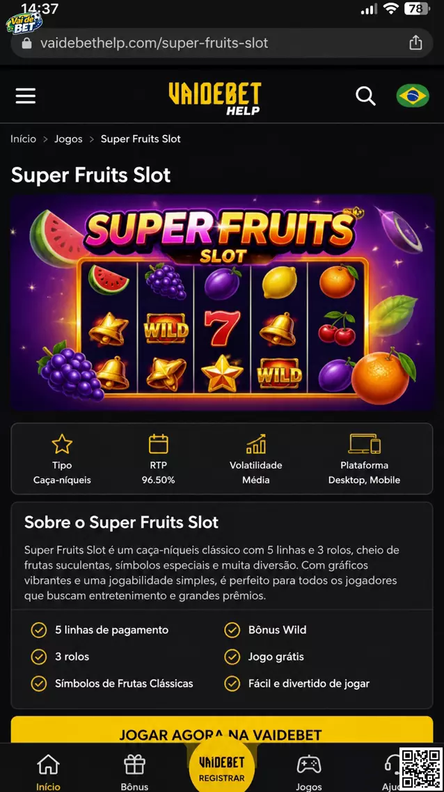 Imagem central do Super Fruits Slot